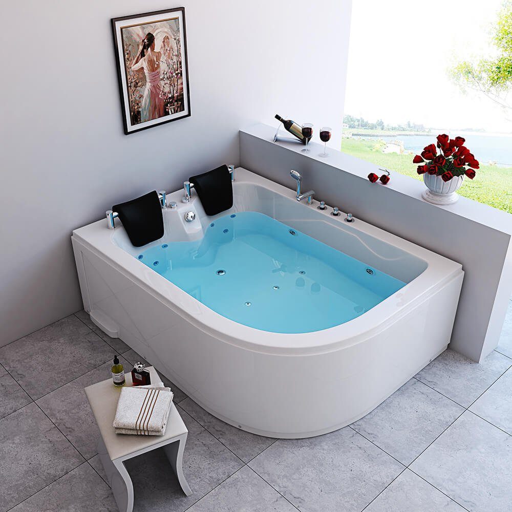 HOME DELUXE Whirlpool-Badewanne Indoor Whirlpool BLUE OCEAN - XL 180 x 120 cm Rechts, Eckwanne, 2 Personen