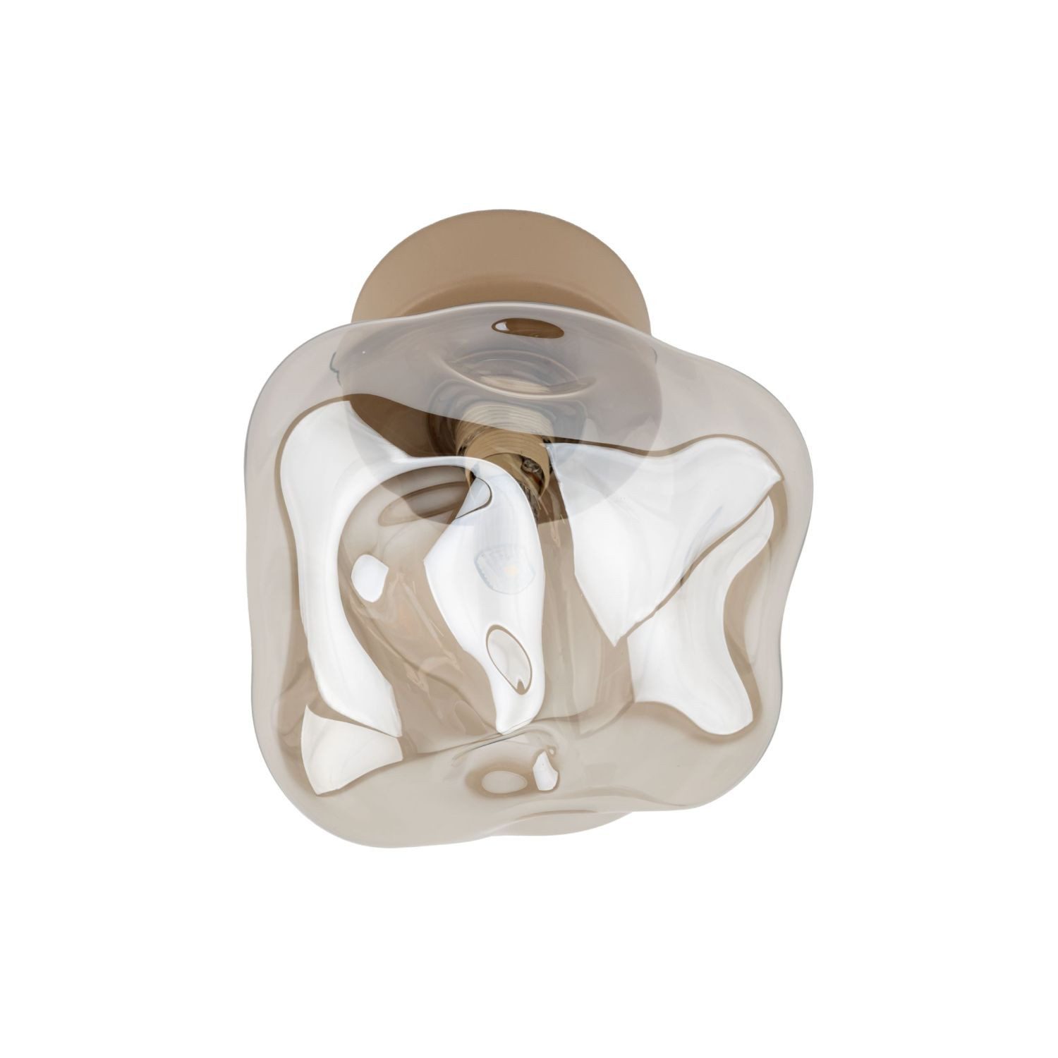Licht-Erlebnisse Deckenleuchte UMERA, ohne Leuchtmittel, Rauchglas Metall G9 Beige Cognac rund Modern Deckenleuchte