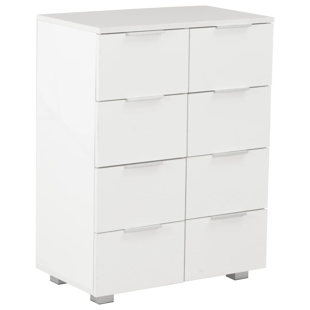 vidaXL Kommode NA Sideboard Hochglanz Weiß 60x35x80 cm Spanplatte