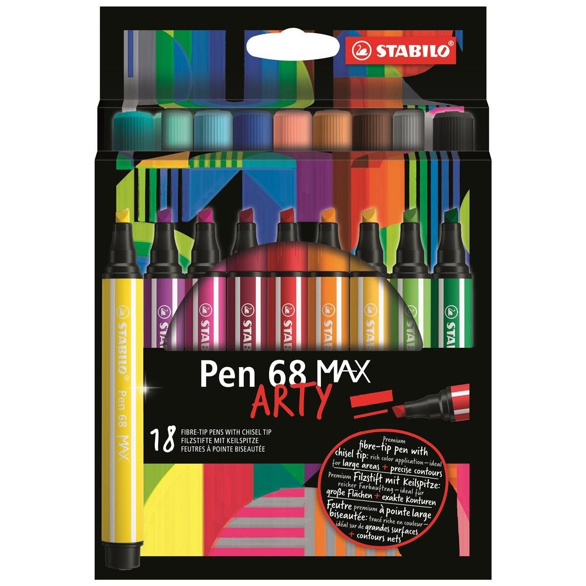 Faserstift STABILO Pen 68 MAX Filzstift - ARTY - 1-5 mm - 18er Pack
