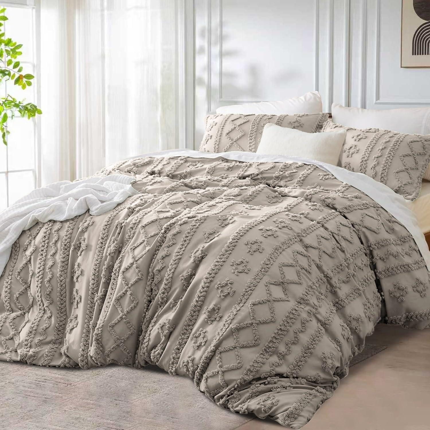 LuxusKollektion Wendebettwäsche Bettwäsche Set Khaki Boho Geometrisch 220x240