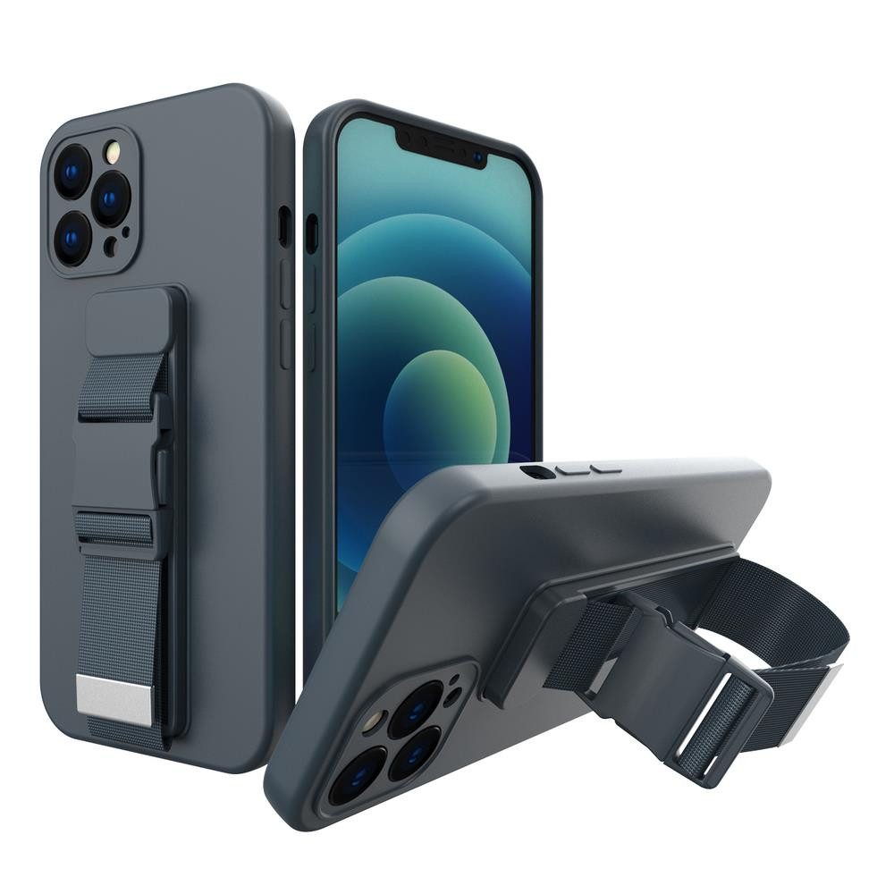 Hurtel Handyhülle Umhängehülle Schutzhülle Handykette 6,1 Zoll, Umhängeband, Airbag-Ecken, 1 mm dünn, TPU