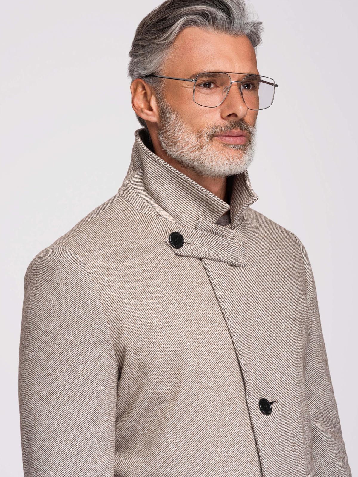 OMBRE Langmantel Einreihiger Herrenmantel mit Taschen