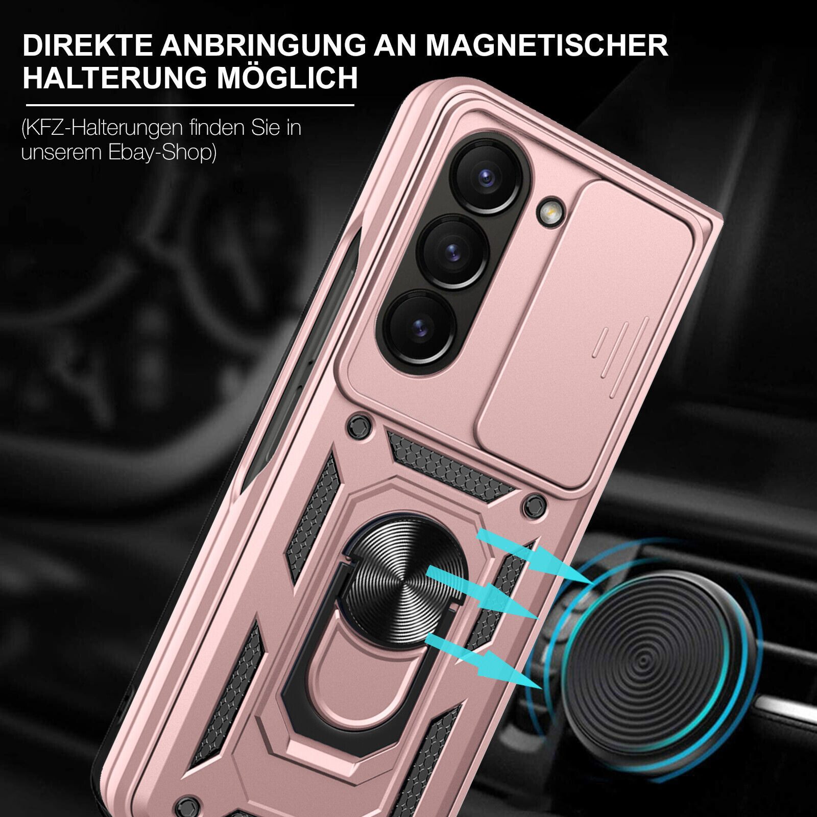 betterfon Handyhülle Panzerhülle für Samsung Galaxy Z Fold 5 mit Kameraschutz & Ringhalter, Outdoorhülle mit Smartstand und Silikonkern