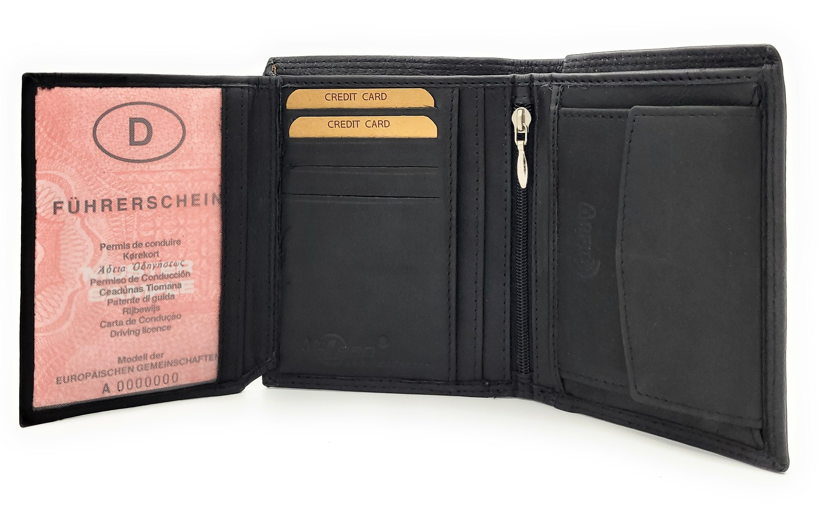 Ausweisfach RFID Portemonnaie KFZ großem Velourleder, mit für außen, Geldbörse Papiere, Doppelnaht Scheinfächer echt echtem aus Leder McLean Schutz