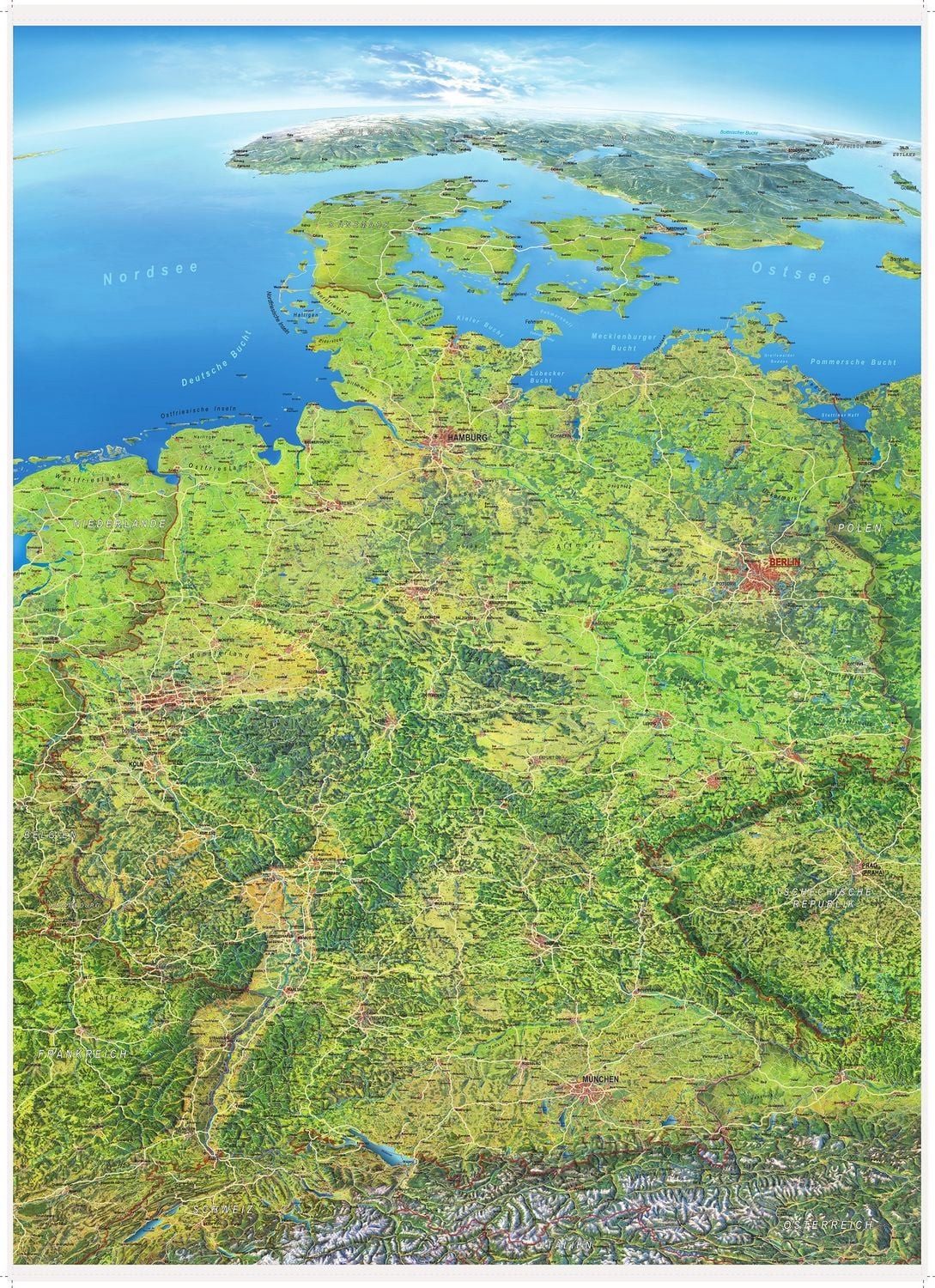 Panoramakarte Deutschland Poster einseitig laminiert / diverse