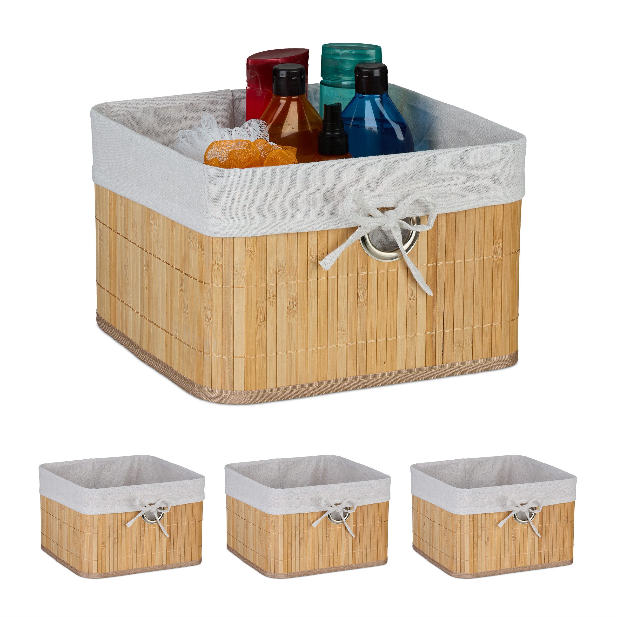 relaxdays Regalkorb Aufbewahrungskorb Set aus Bambus günstig online kaufen