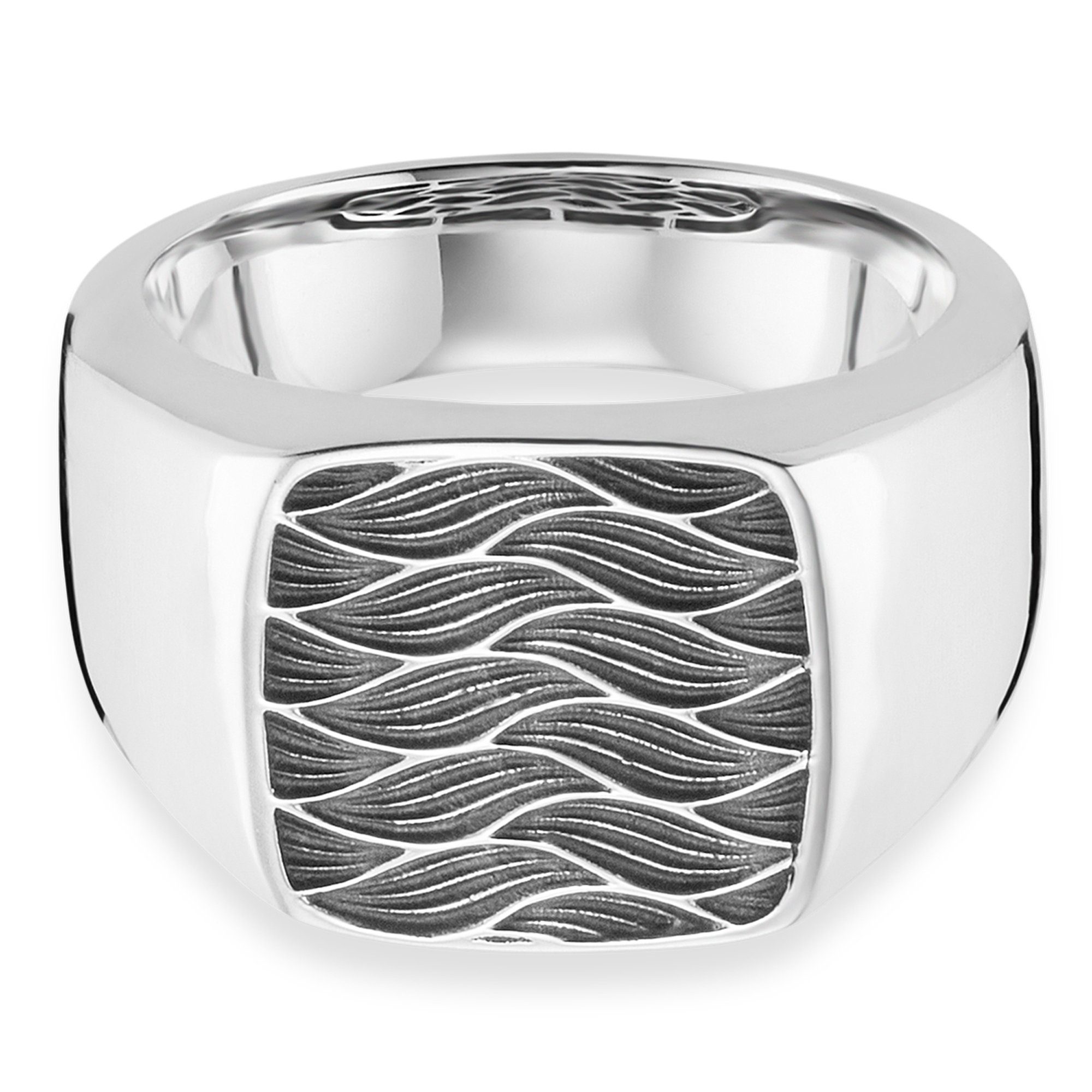 CAÏ Fingerring 925/- Wellen oxidiert Silber Sterling