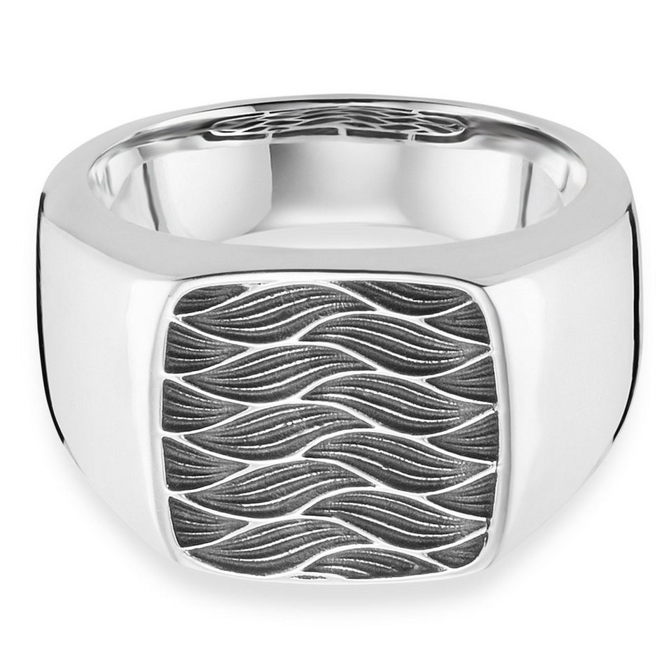 CAÏ Fingerring 925/- Sterling Silber oxidiert Wellen, Verspieltes und  modernes Design