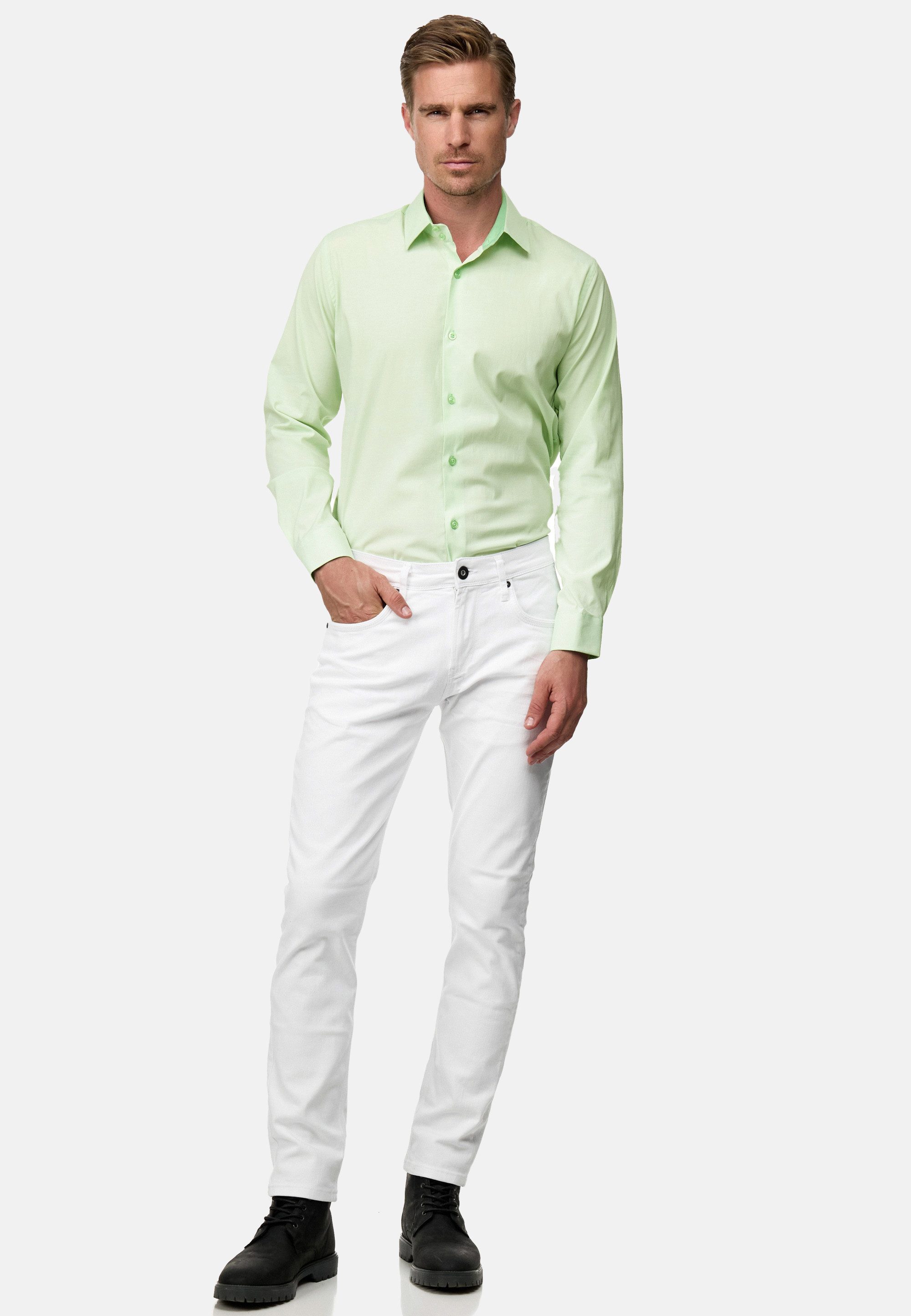 Rusty Neal Langarmhemd mit farblich abgesetztem Innenkragen günstig online kaufen