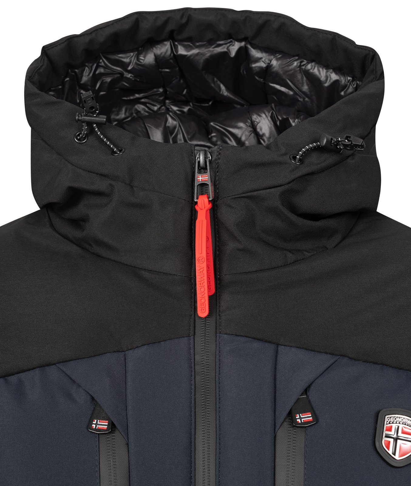Geo Norway Winterjacke Herren Winterjacke Steppjacke mit Kapuze – Bild 4 von 5