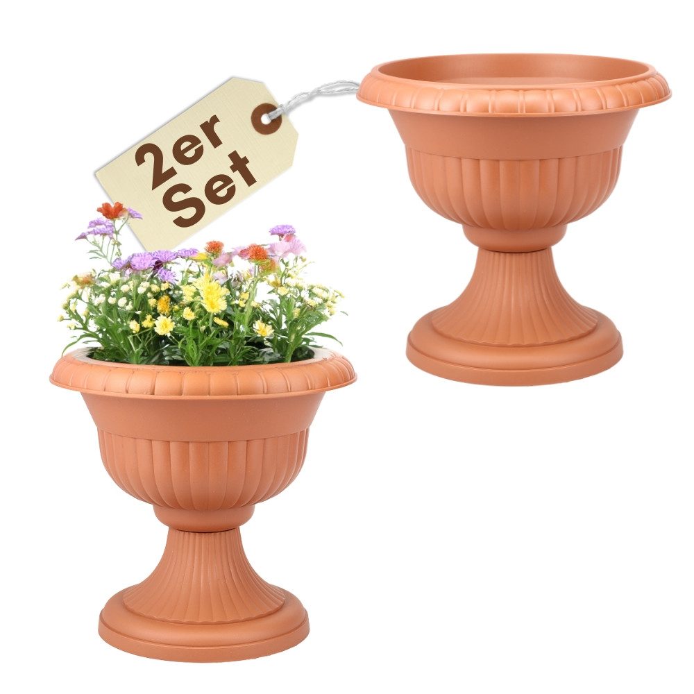 GarPet Blumentopf 2er Set Blumentopf mit Ständer Pflanzenständer Outdoor Blumenständer