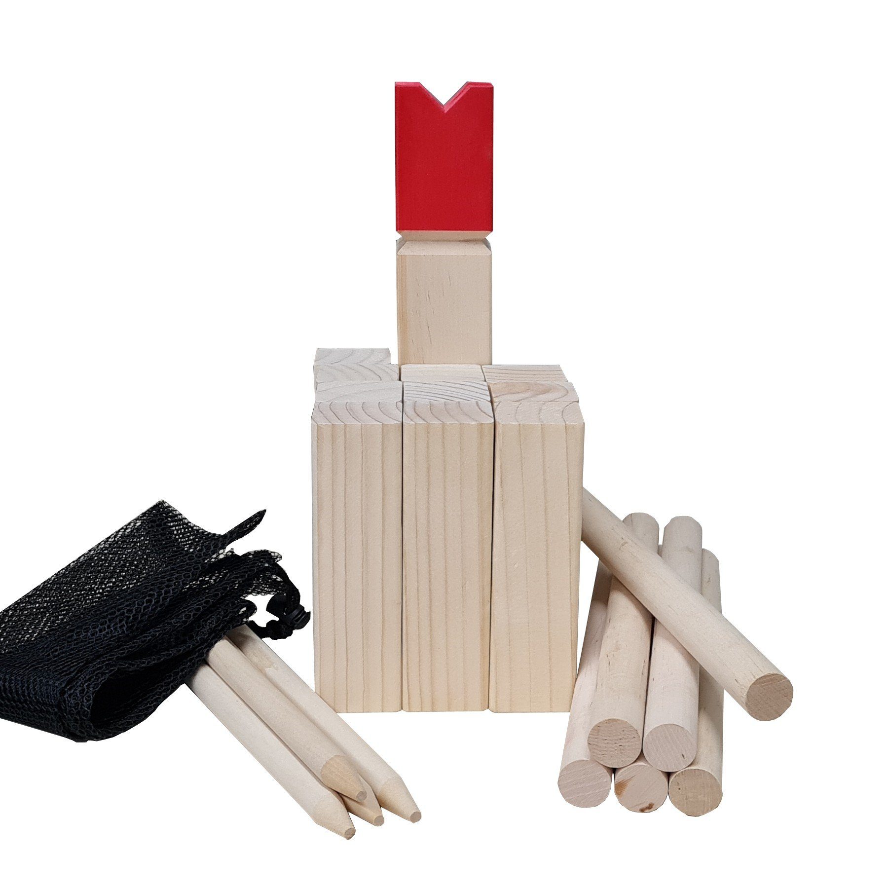 TikTakToo Roundnet-Spiel Kubb Stratgiespiel Wurfspiel Set Vedkubbar, (22-tlg), aus Holz, Geschicklichkeitsspiel, Gartenspiel, Teamspiel