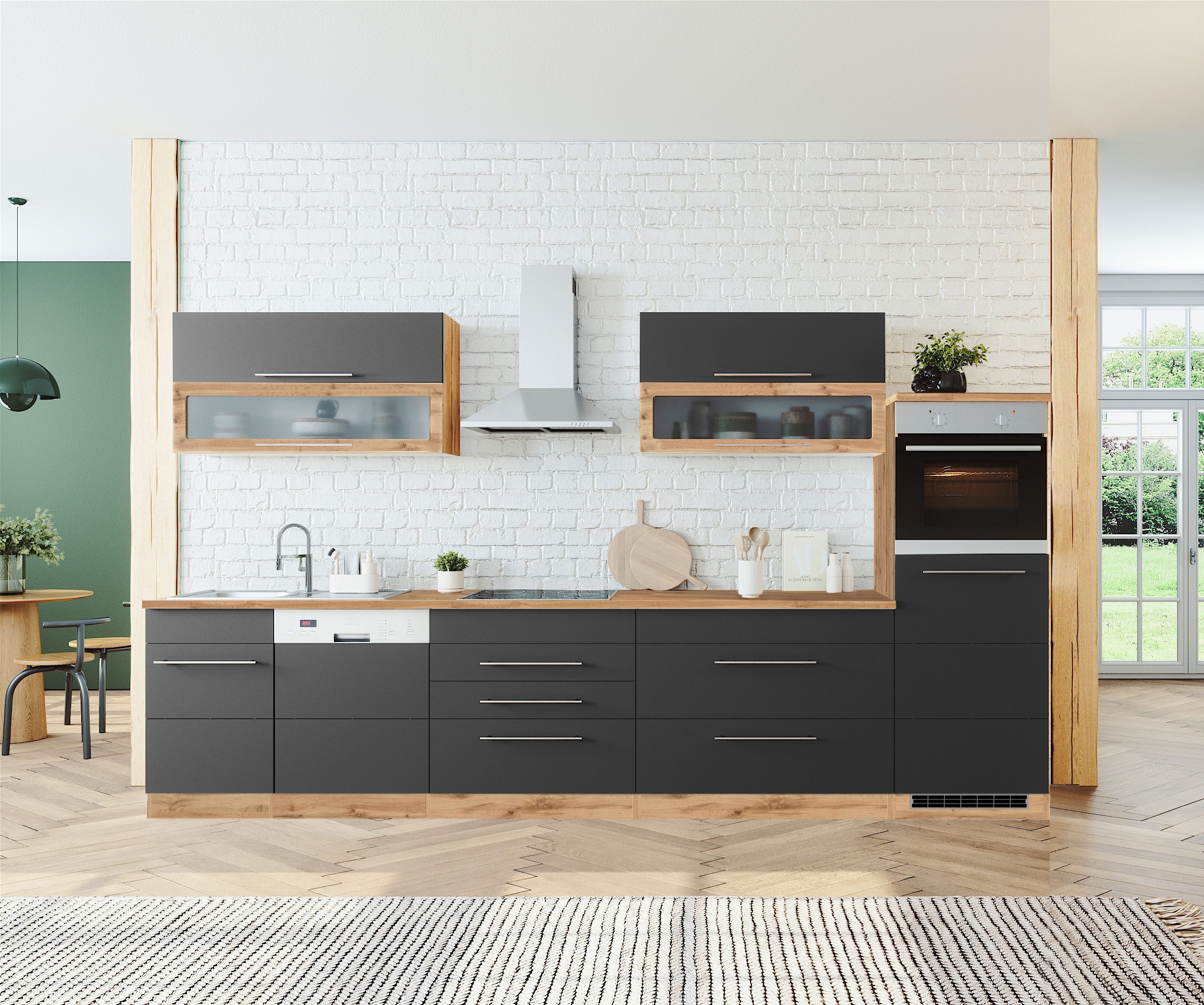 KOCHSTATION Küchenzeile KS-Wien, Breite 350 cm, wahlweise mit E-Geräten günstig online kaufen