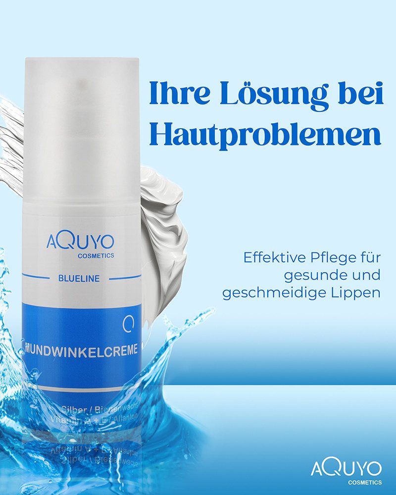 AQUYO Cosmetics Lippencreme Mundwinkelcreme für trockene, rissige Mundwinkel, dermatologisch getestet