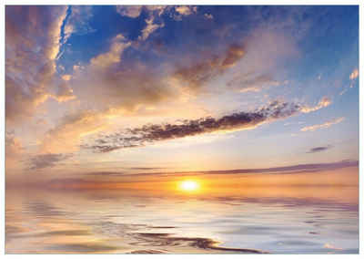 Wallario Glasbild, Sonnenuntergang über dem Wasser, in verschiedenen Ausführungen