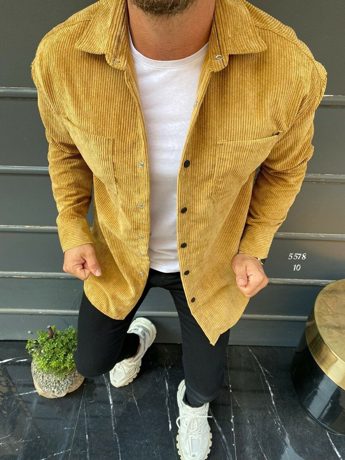 Langarmhemd Hemdjacke Freizeithemd Cordhemd Unifarben
