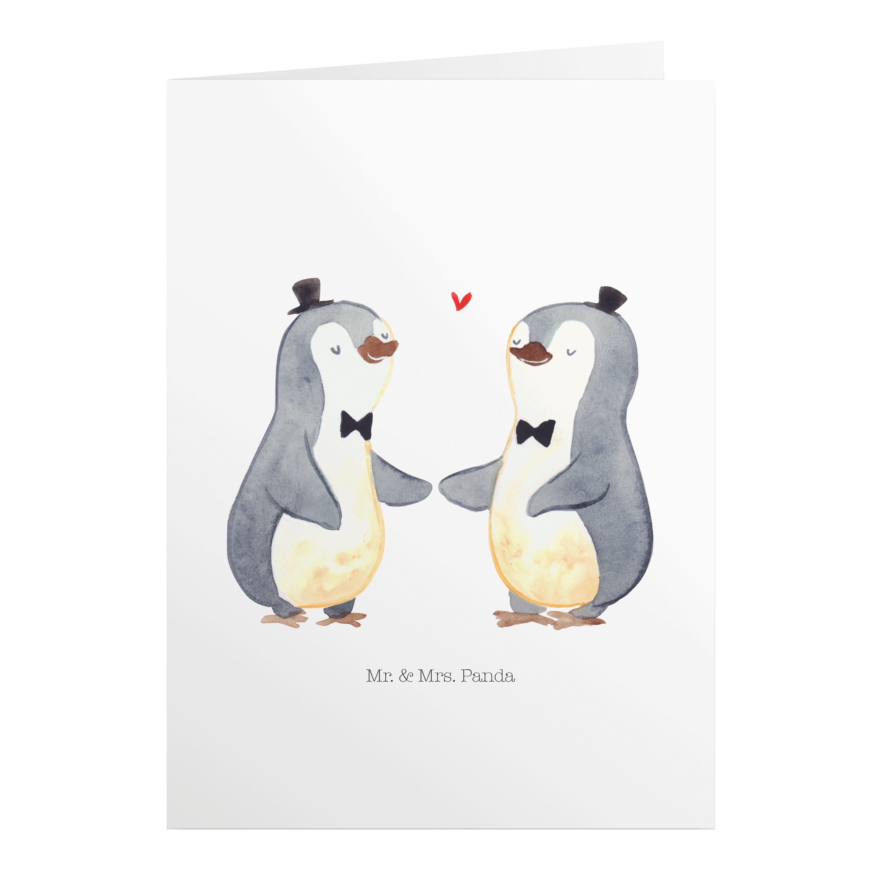 Mr. & Mrs. Panda Grußkarte »Pinguin Pärchen Gay Pride Weiß Geschenk
