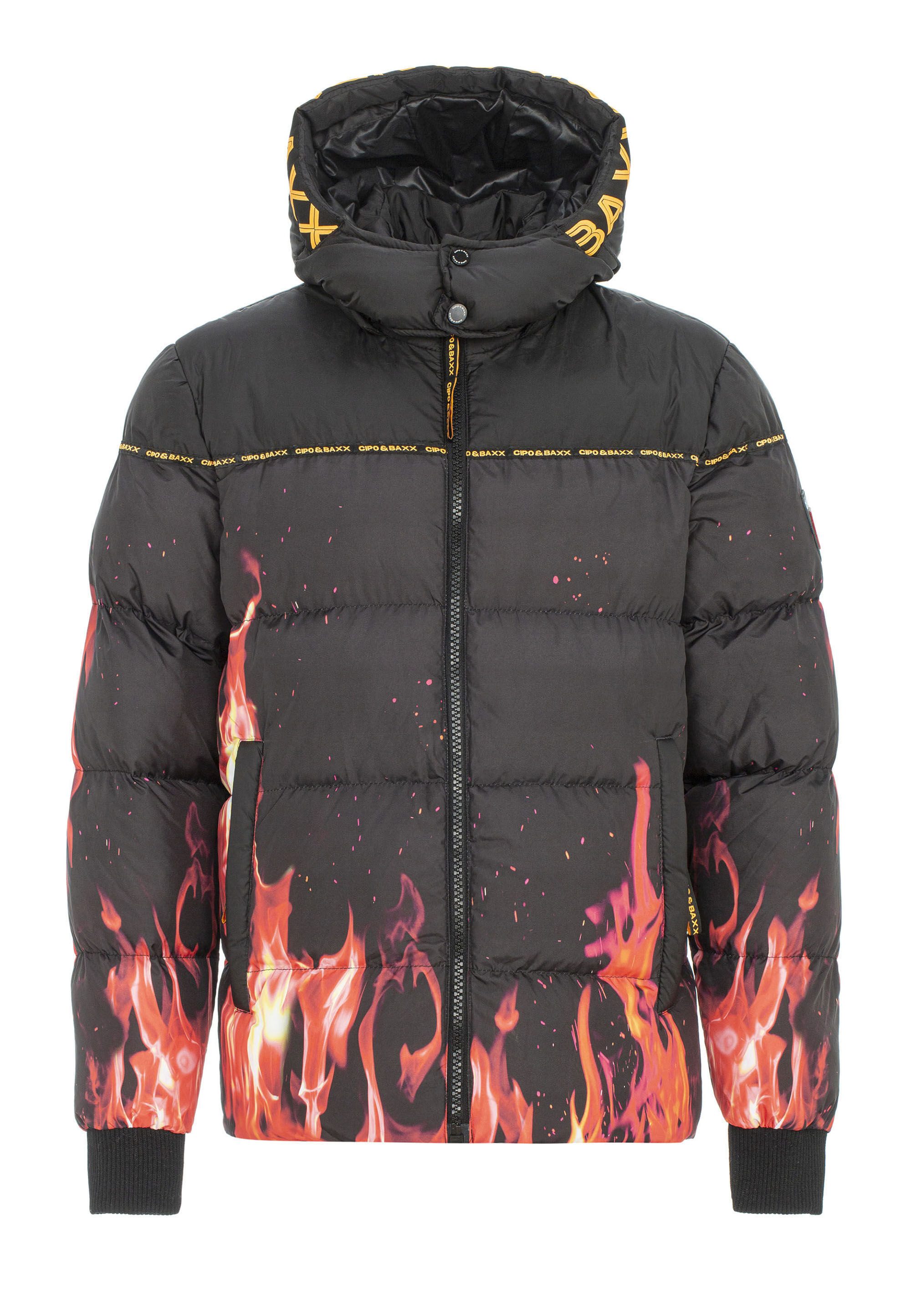 Cipo & Baxx Winterjacke Winterjacke mit Flammen-Motiv
