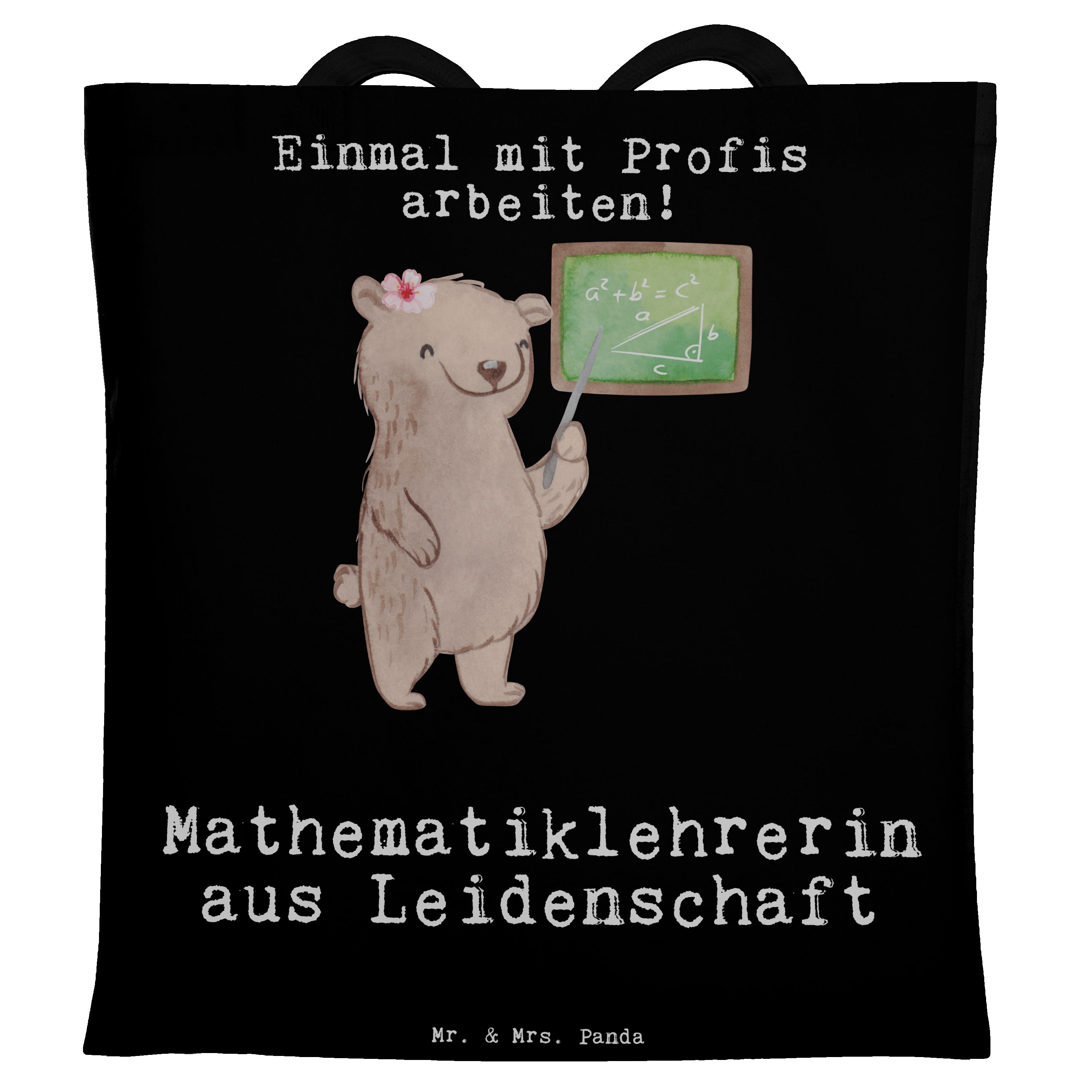 - Geschenk, - & Mrs. Beuteltasch Tragetasche Mathematiklehrerin Panda aus Leidenschaft (1-tlg) Schwarz Mr.