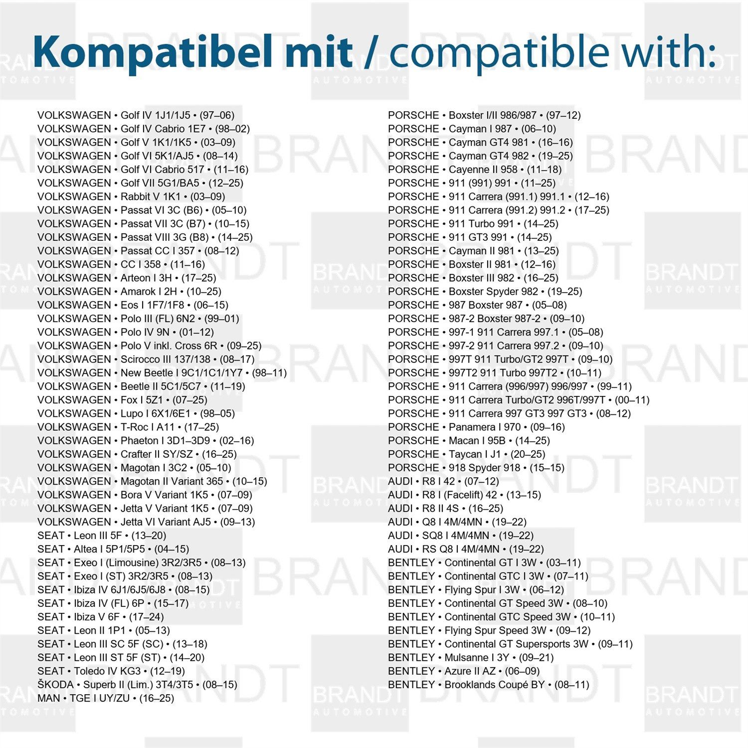 BRANDT AUTOMOTIVE KFZ-Ersatzleuchte LED Kennzeichenleuchten Auto Kennzeichenbeleuchtung, für Porsche 911 991 991 (11–25); 911 Carrera 991.1 (12–16); 911 Ca...