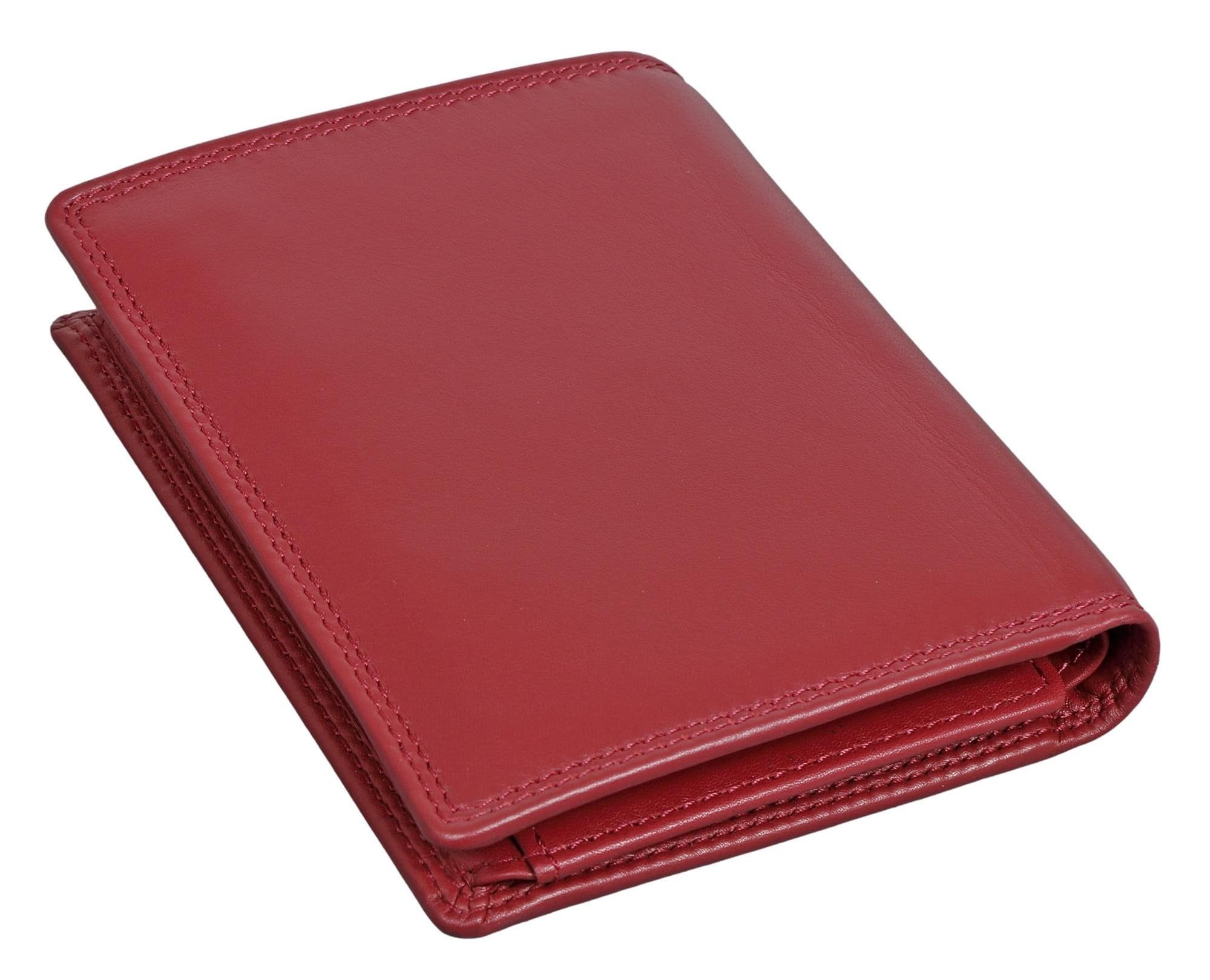 Echtleder mit aus Schutz Ausweisfächern Bear Geldbörse Rot 3 RFID Hochformat Kartenfächern, Modell Brown und 11 8002