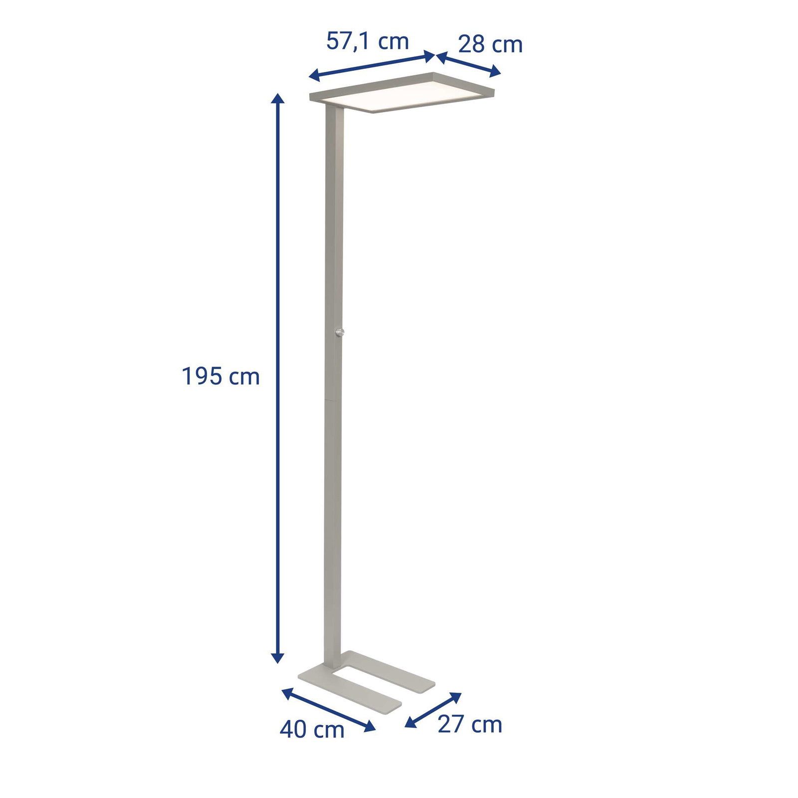 MAUL Stehlampe MAUL Standleuchte MAULcano LED 4.000 K dimmbar Standfuß 195 cm silber, LED wechselbar