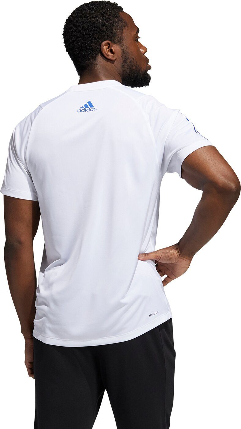 WHITE/BOBLUE TEE adidas BAR 3 Funktionsshirt Sportswear FL