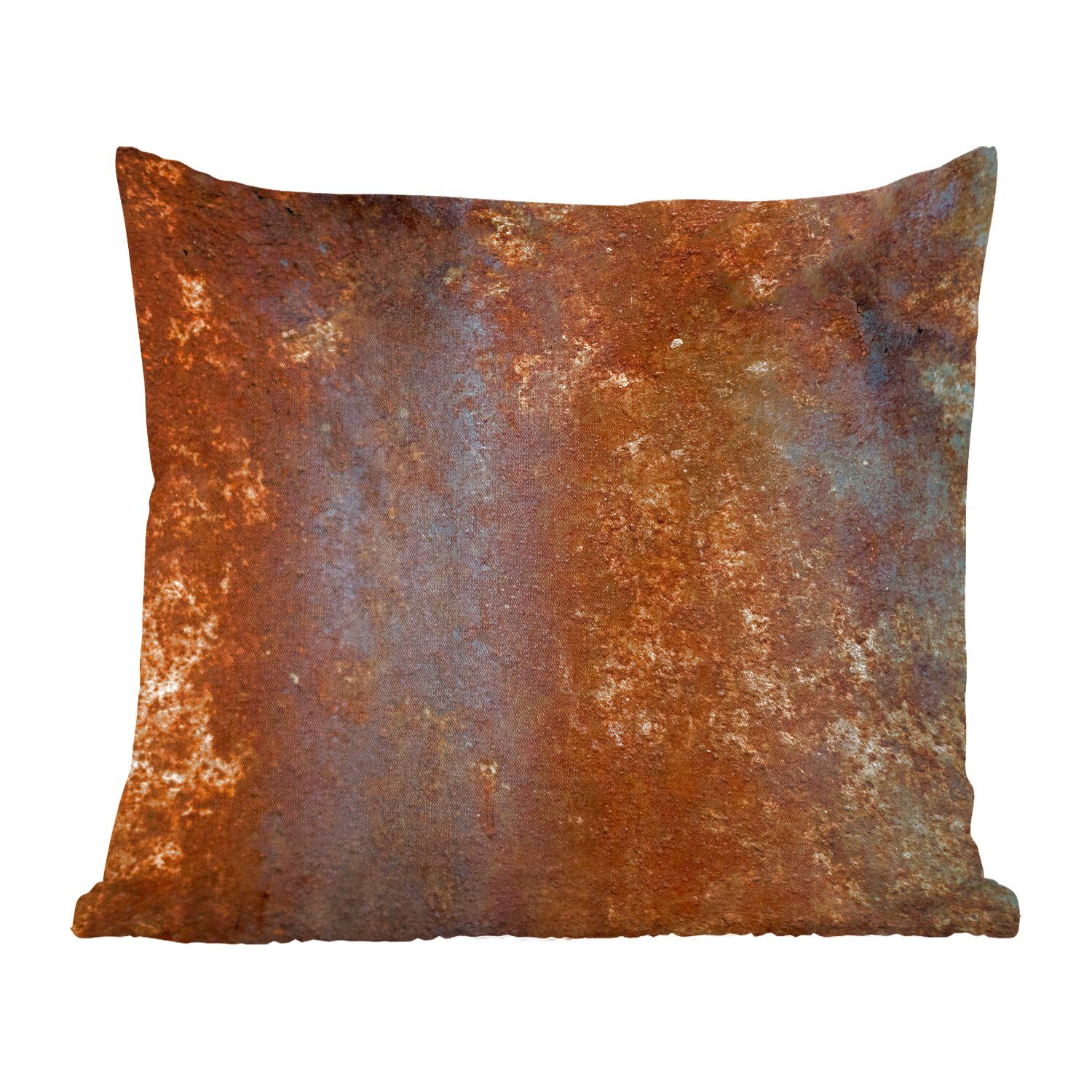 MuchoWow Dekokissen Stahl - Rost - Alt - Orange - Grau - Muster - Abstrakt, Zierkissen mit Füllung und Bezug, Sofakissen, 45x45 cm