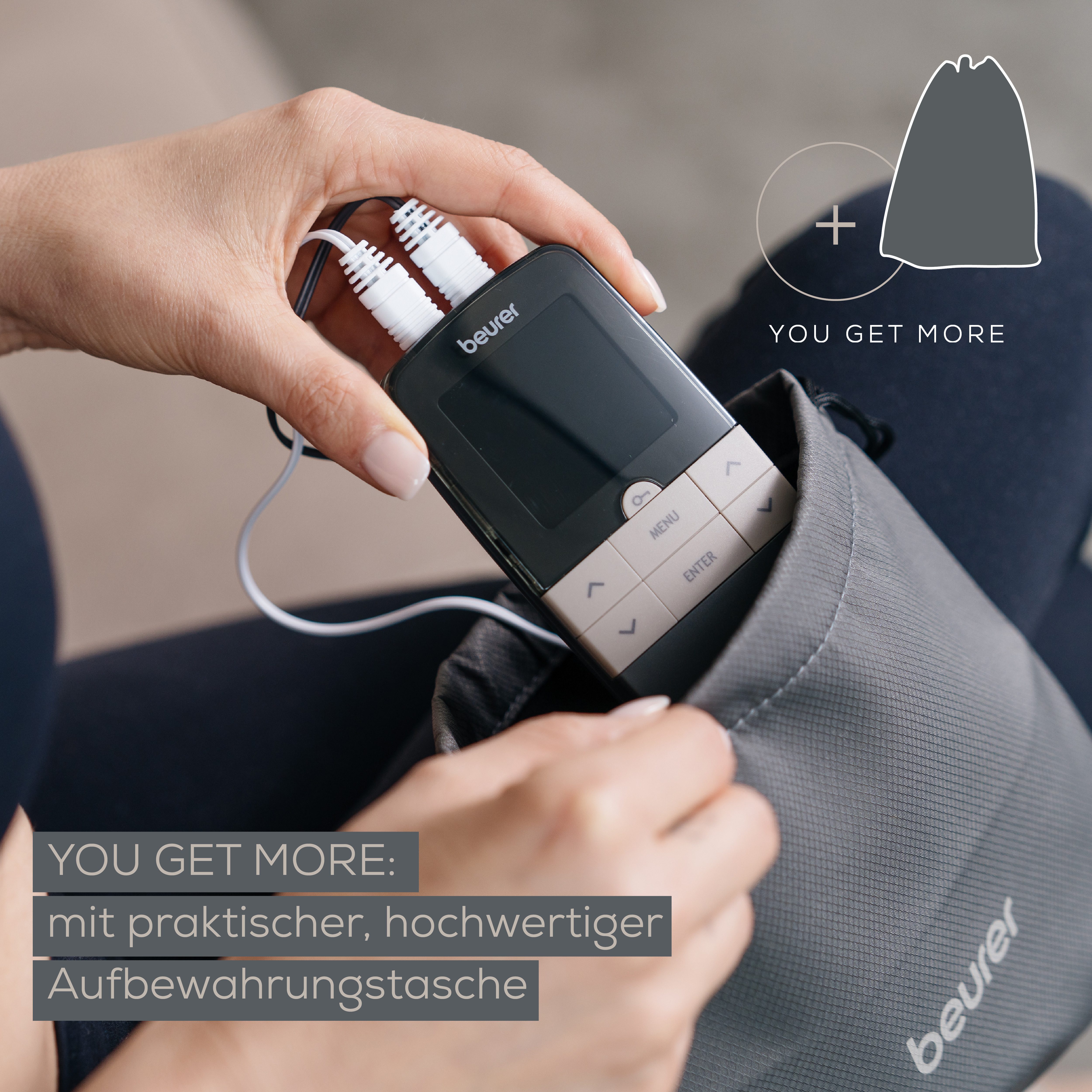 BEURER TENS-EMS-Gerät Digital EM 1 R Relief+, 3-in-1 Reizstromgerät, zur Schmerztherapie, Muskelstimulation und Entspannung