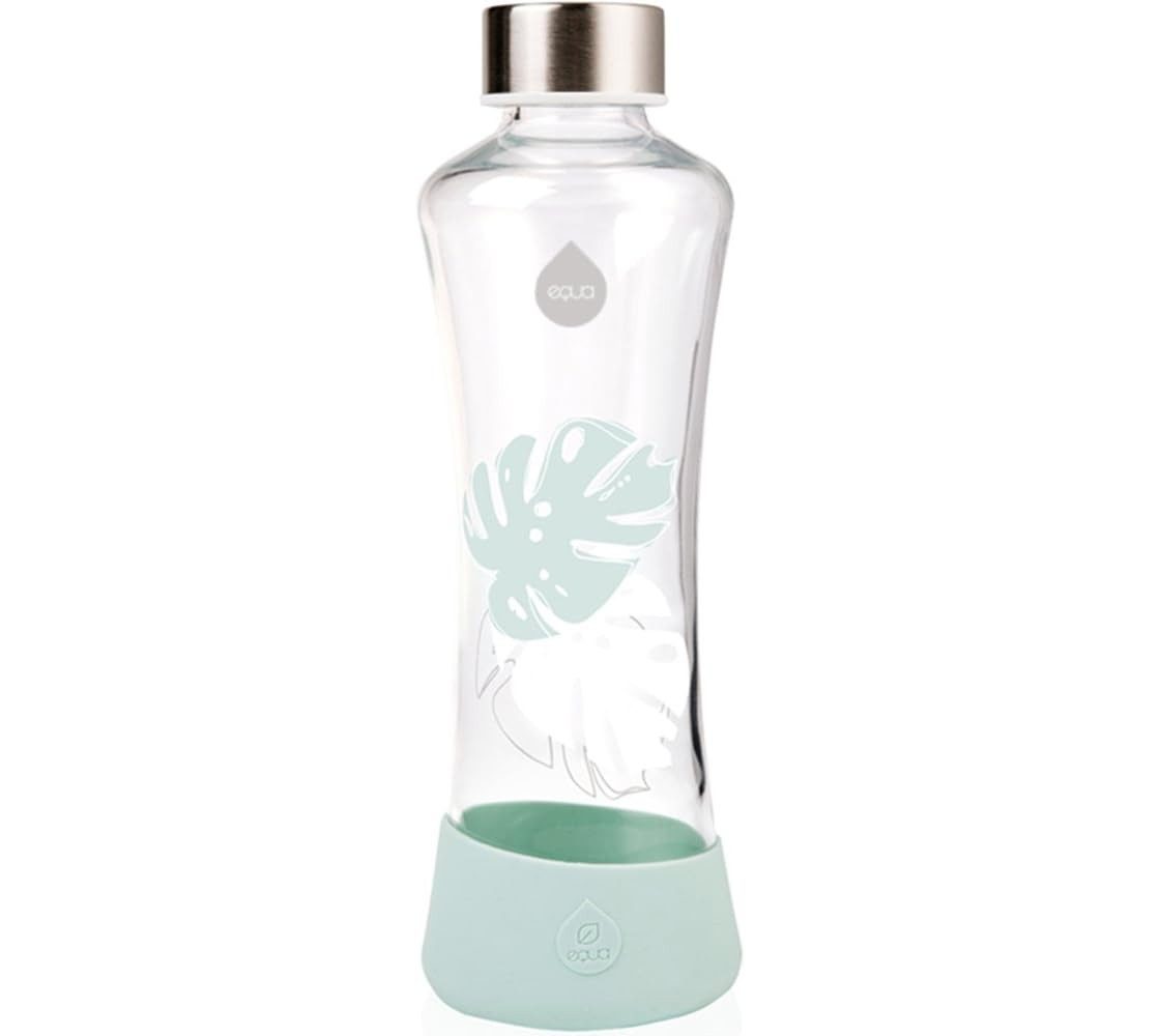 equa Trinkflasche Trinkflasche Wasserflasche Glas auslaufsicher 550ml EQUA Monstera
