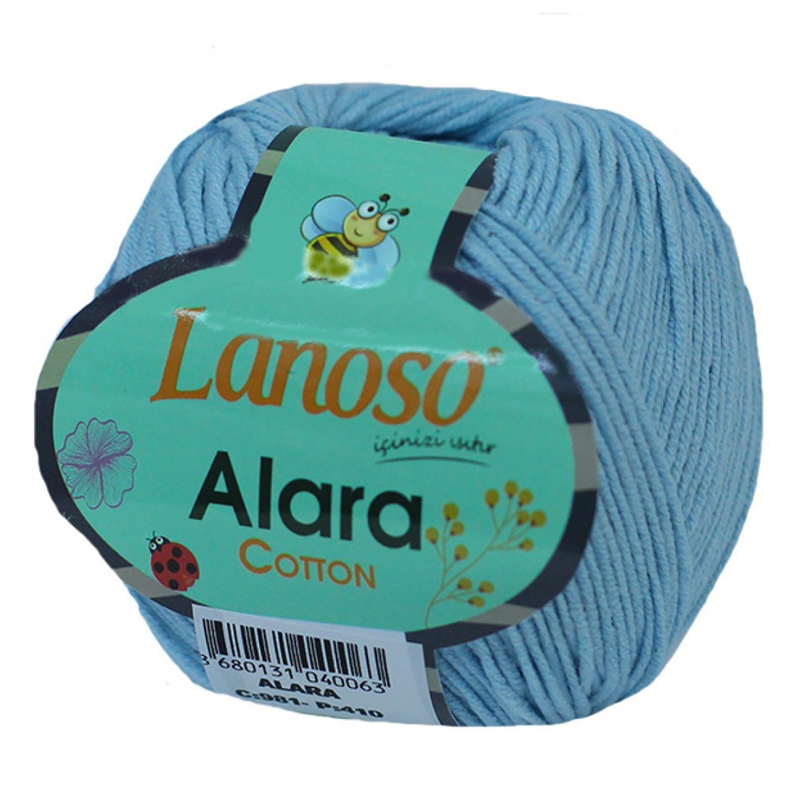 Lanoso Strickgarn Alara m. 50% Baumwolle 10 x 50g Häkeln Sommergarn Stricken Häkelwolle, 140 m (10 x 50g), 981 babyblau