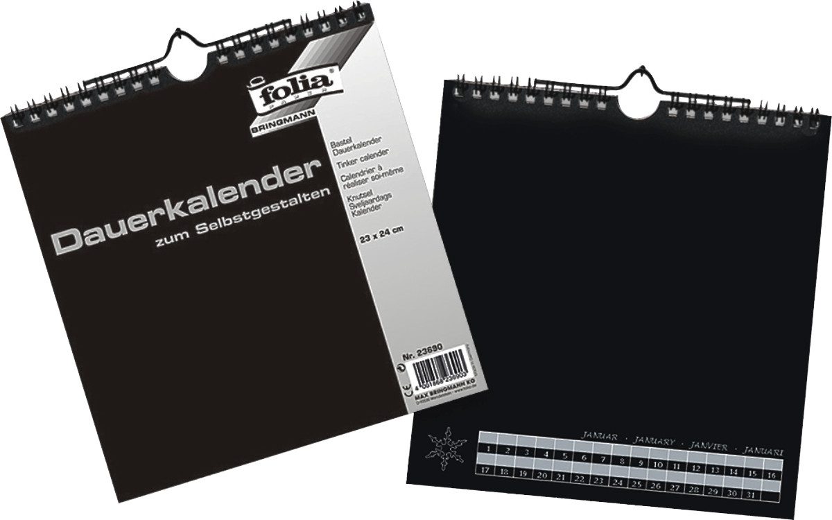 Folia Ремесленный войлок Bastel-Dauerkalender 23x24cm 13 Seiten schwarz/silber