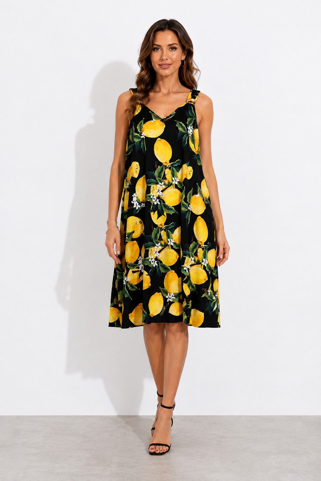 ITALY VIBES Sommerkleid - sommerliches Viskosekleid mit Zitronenprint für Damen ONE SIZE - passend für Größen S - L