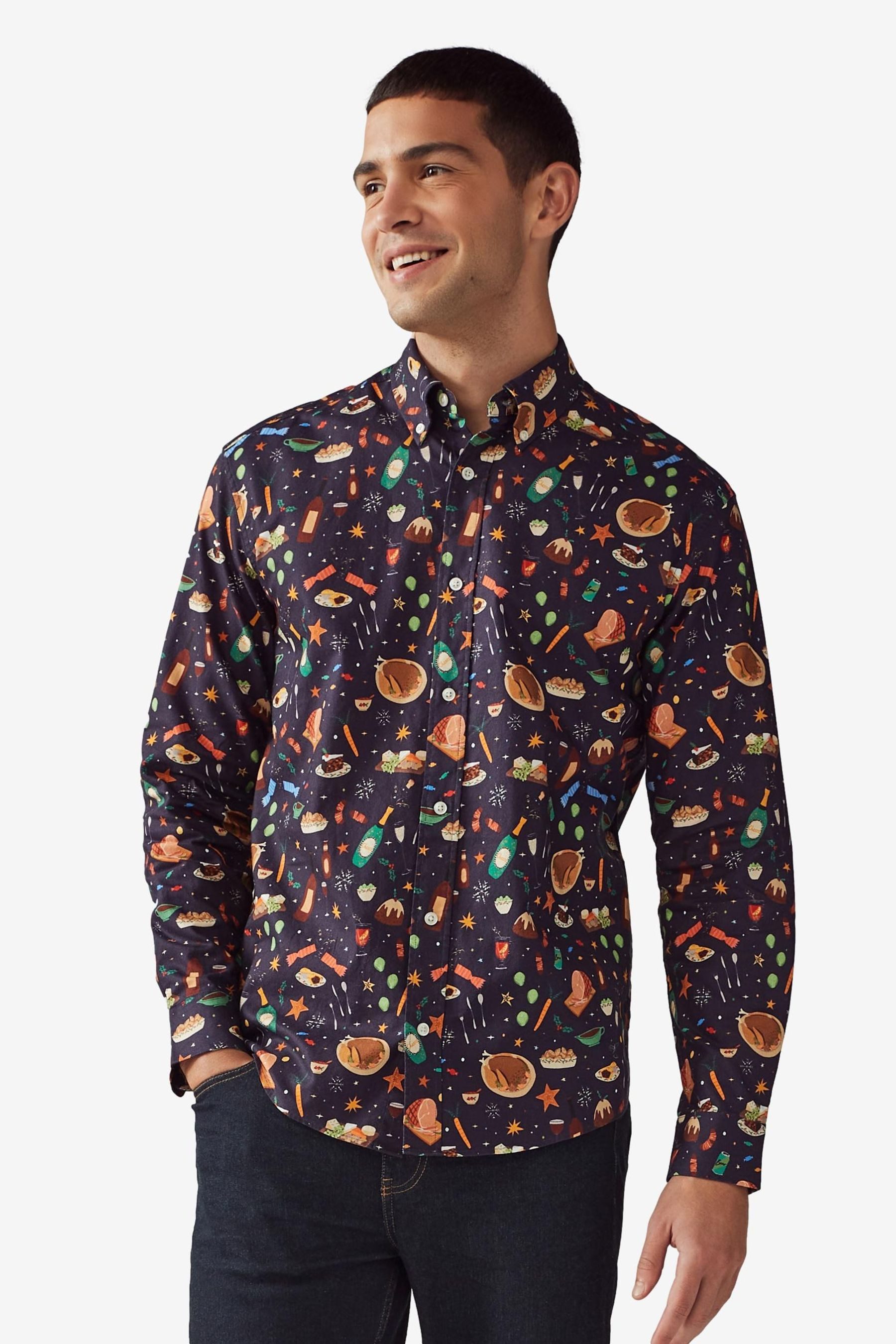 Next Langarmhemd Langarmhemd mit Weichnachts-Print aus günstig online kaufen