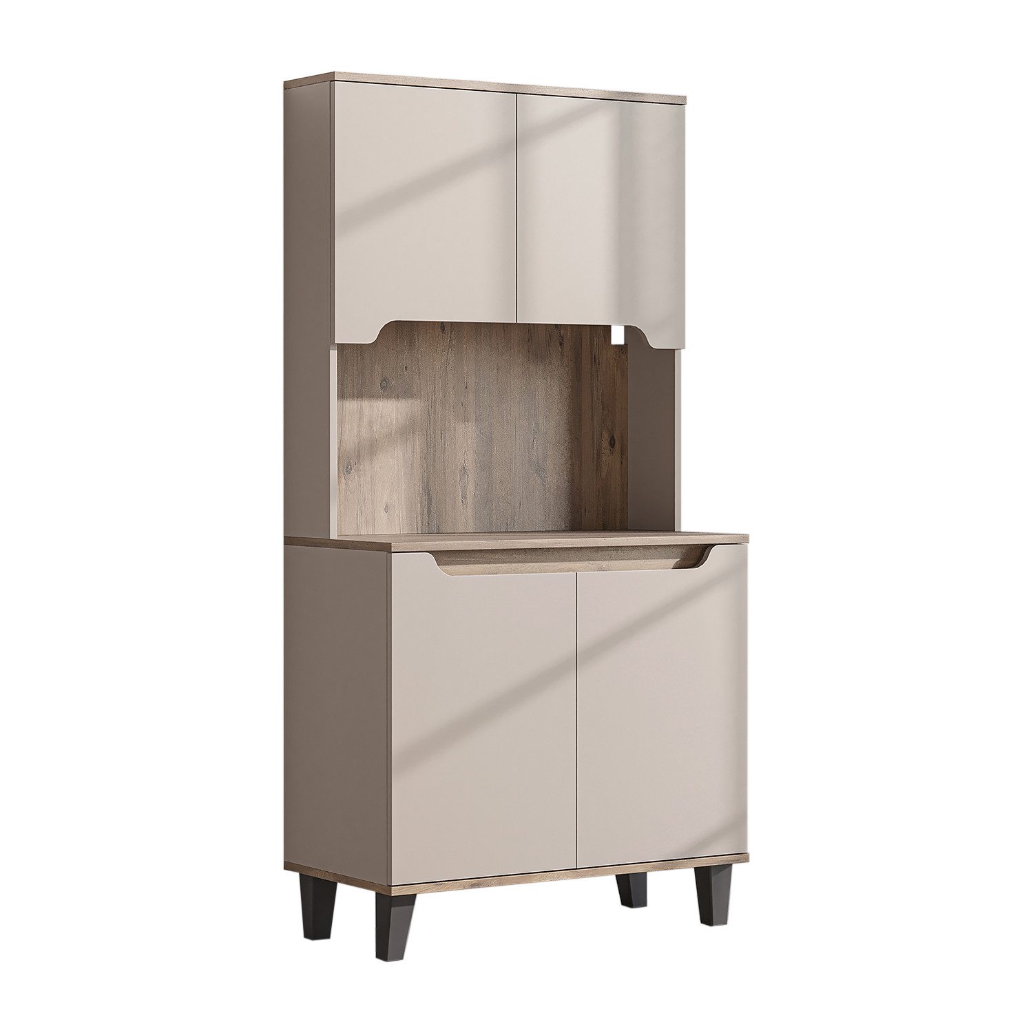 Roomart Küchenbuffet DEFNE mit Nische Kaffeebar Mikrowellenschrank Vorratsschrank, 5 Farben Offene Nische für Kaffeemaschine, 4 Türfächer – Bild 5 von 5