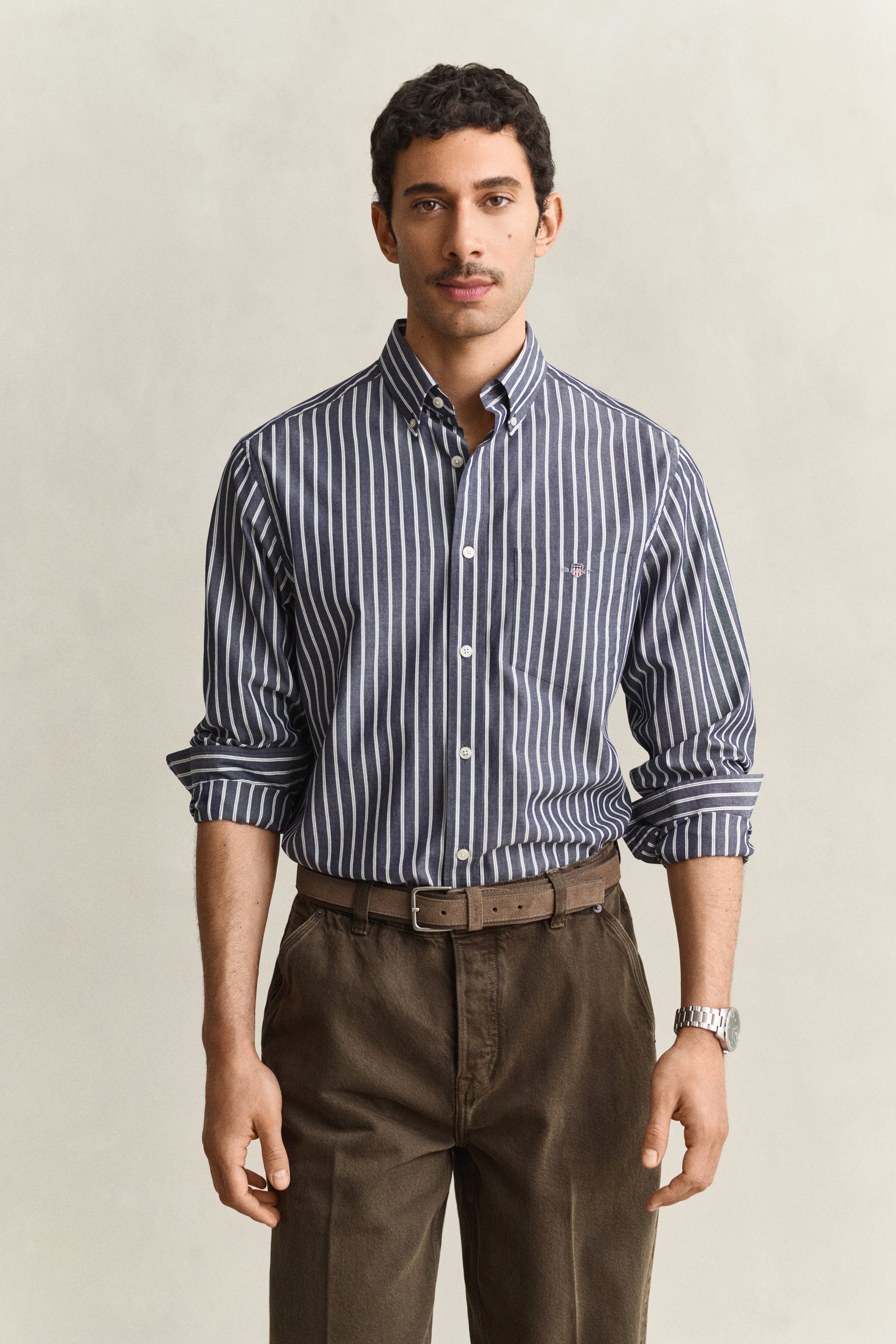 Gant Langarmhemd REGULAR POPLIN STRIPE Button-down-Kragen, gestreift, regular fit