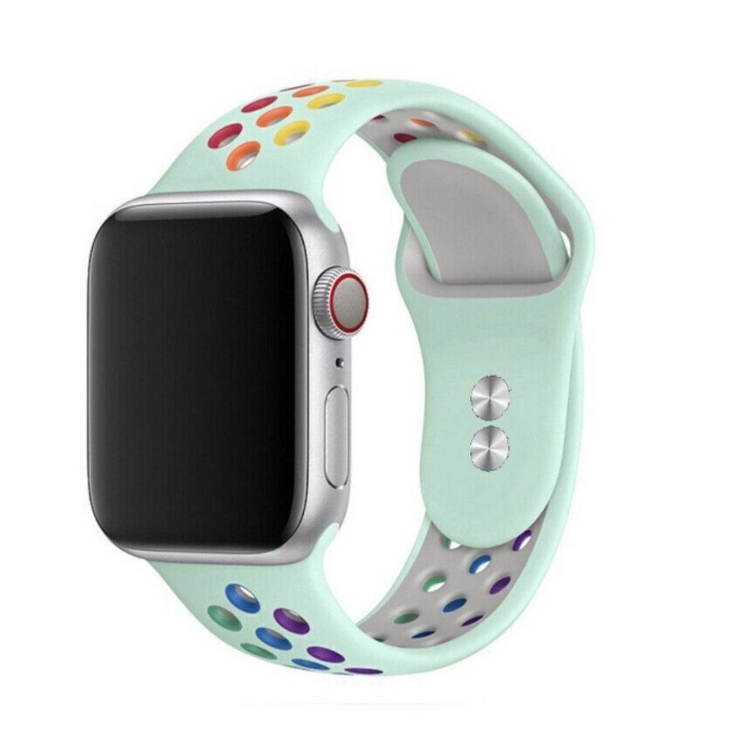 SmartUP Smartwatch-Armband Sport Silikon Armband für Apple Watch 1/2/3/4/5/6/7/8/9 SE Ultra, Sportband 38/40/41mm 42/44/45/49mm, Silikon Ersatz Armband