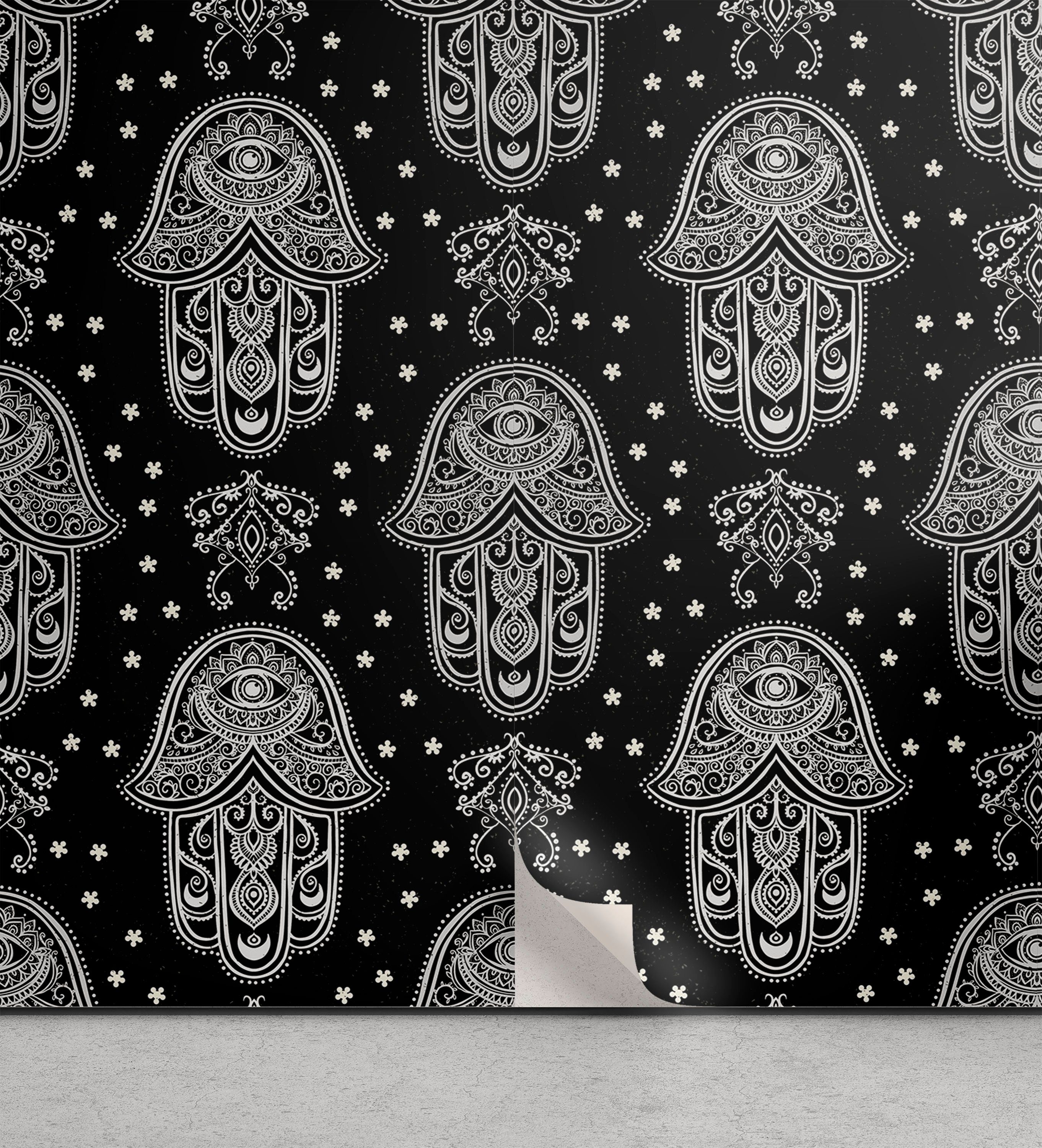 Abakuhaus Vinyltapete selbstklebendes Wohnzimmer Küchenakzent, Schwarz und weiß Alles sehende Auge