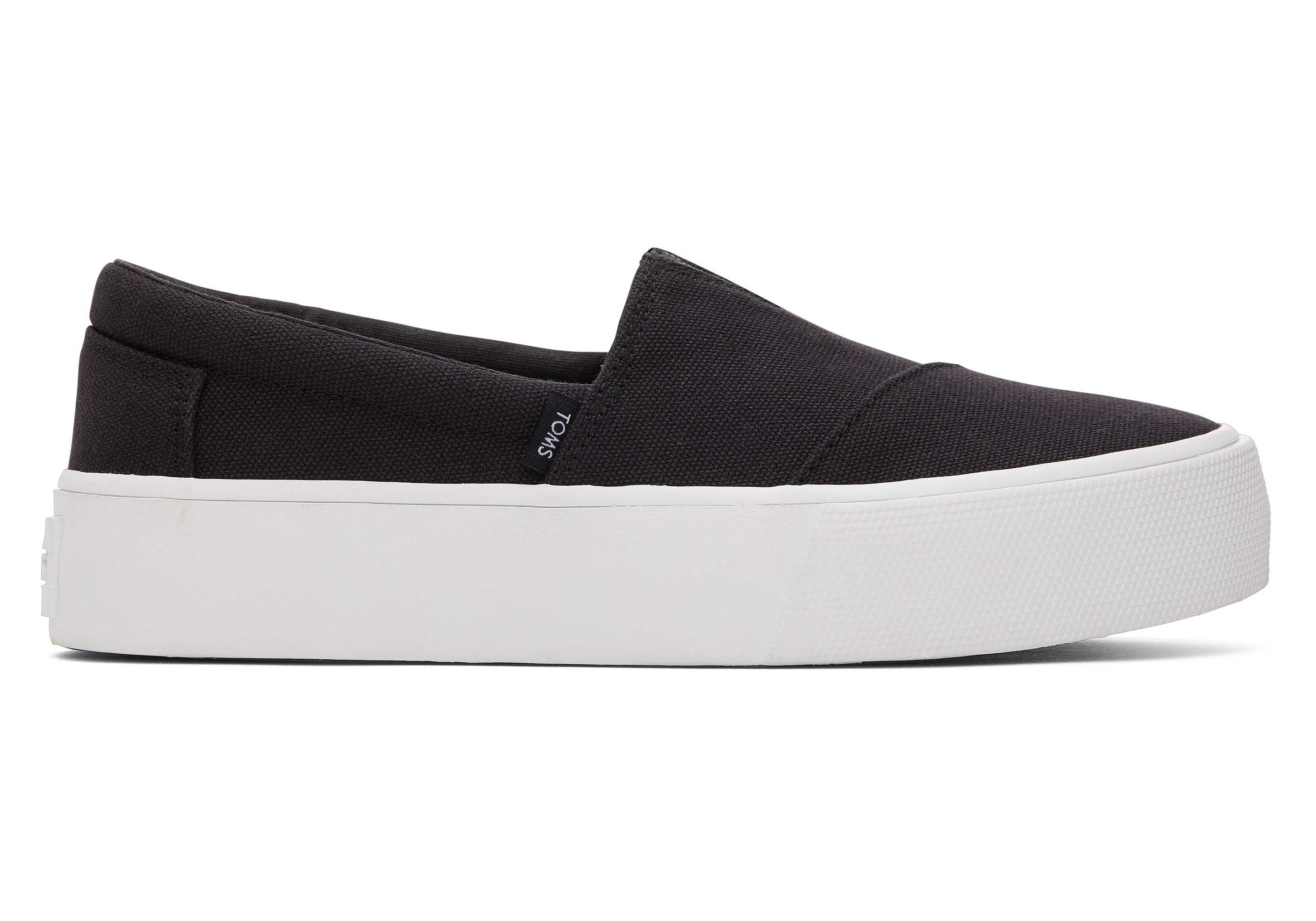 TOMS Fenix Platform Black Canvas Slip On Кросівки Slip-On Кросівки