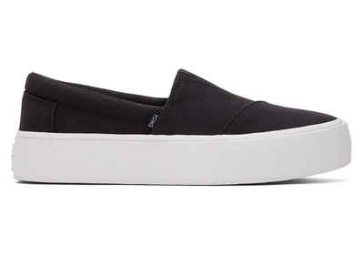 TOMS Fenix Platform Black Canvas Slip On Sneaker Sneaker