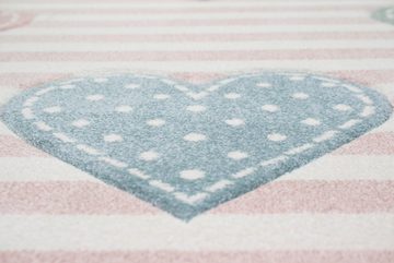 Kinderteppich Kinderteppich Herzen Kinderzimmerteppich Mädchen in rosa lila grün, Teppich-Traum, Rund, Höhe: 13 mm