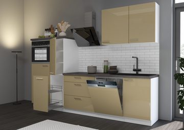Küchen-Preisbombe Küchenzeile Lara Cappuccino + Weiß 280cm Küche Einbauküche Küchenblock Singleküche