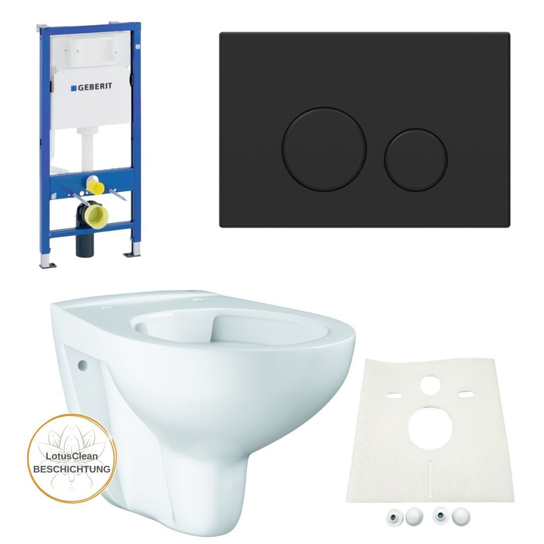 Vorwandelement WC Geberit Spülkasten Grohe WC Drückerplatte schwarz