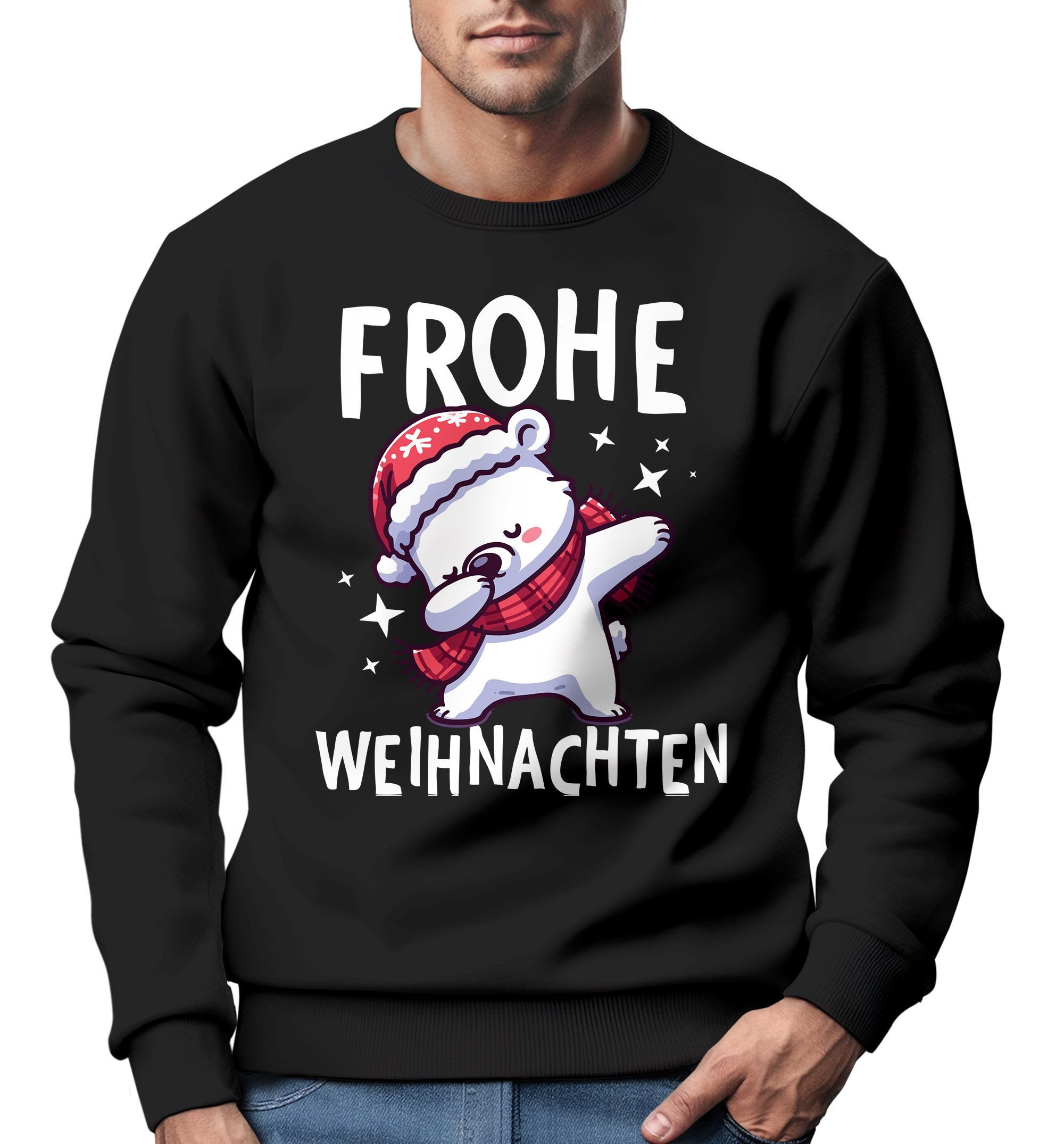 MoonWorks Sweatshirt Sweatshirt Herren Frohe Weihnachten Weihnachtspullover Lustig Dabbing