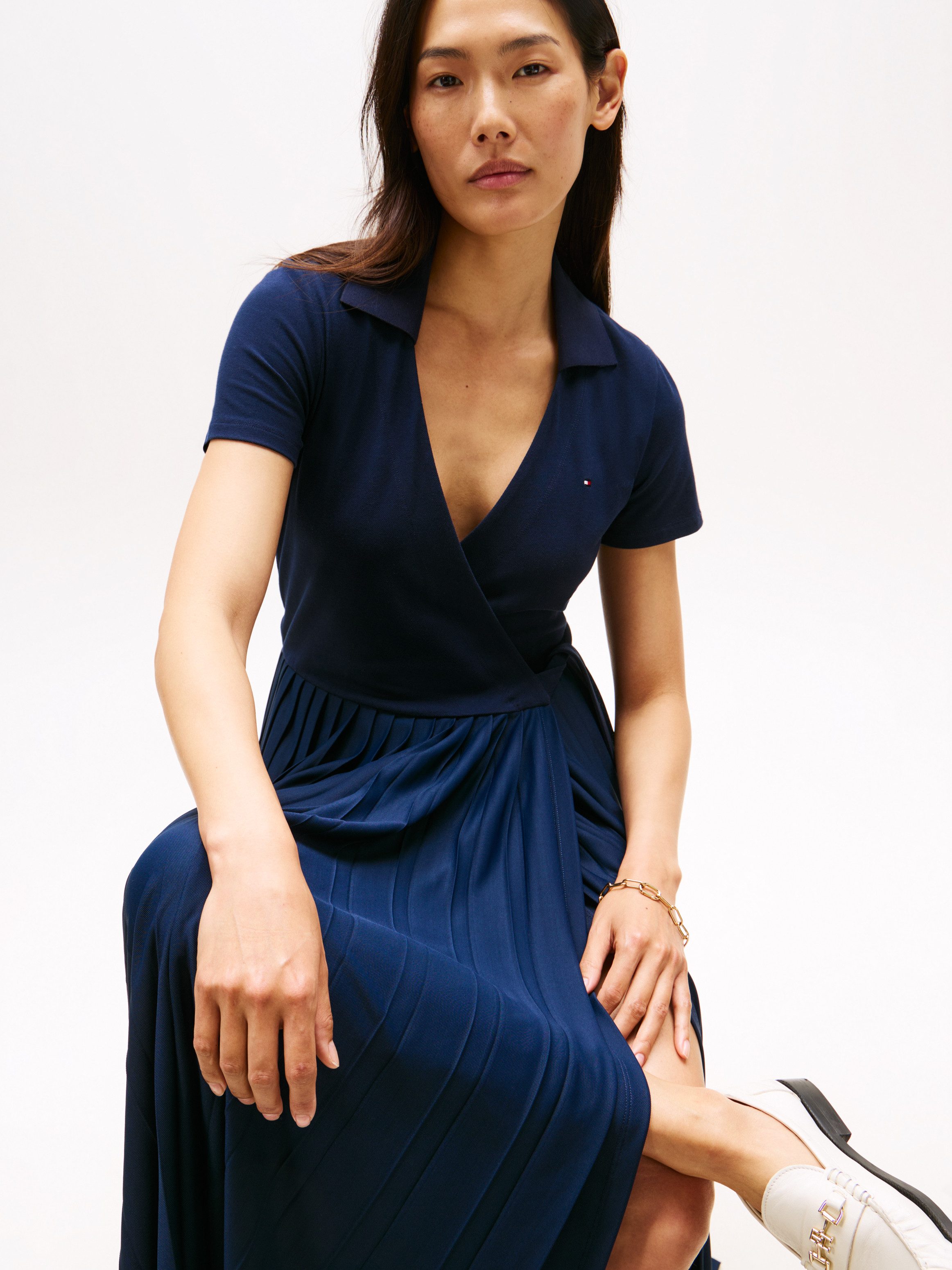 Tommy Hilfiger Wickelkleid 1985 PLEATED WRAP POLO DRS mit Bundfalten