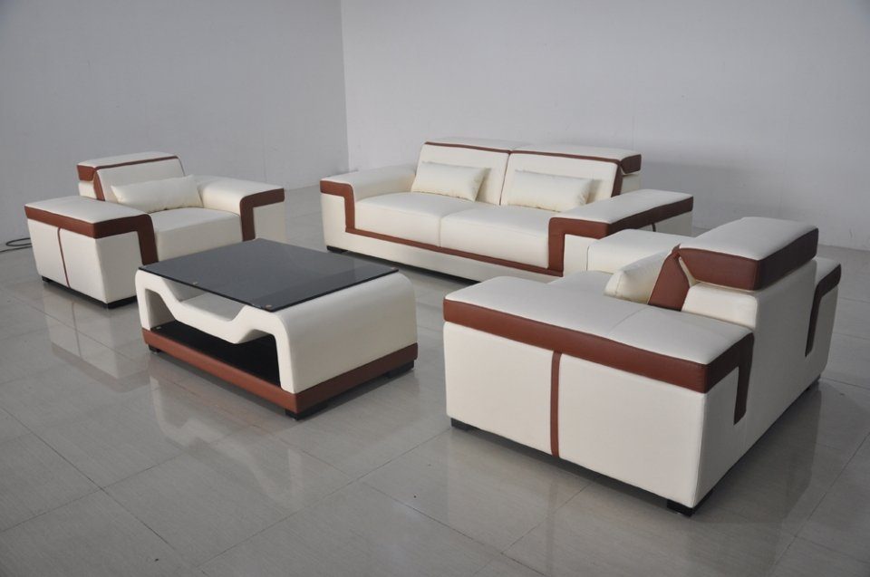 JVmoebel Sofa Sofa Polster Leder Couch Sitz Komplett Set Moderne Garnitur 3+2+1, Made in Europe