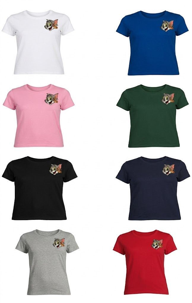 Blondie & Brownie T-Shirt Tom und Jerry Retro Katz Maus Comic Vintage Damen Freizeitshirt Design (Einzelstück, Einzelartikel) RetroPatch KatzMaus UrbanStyle