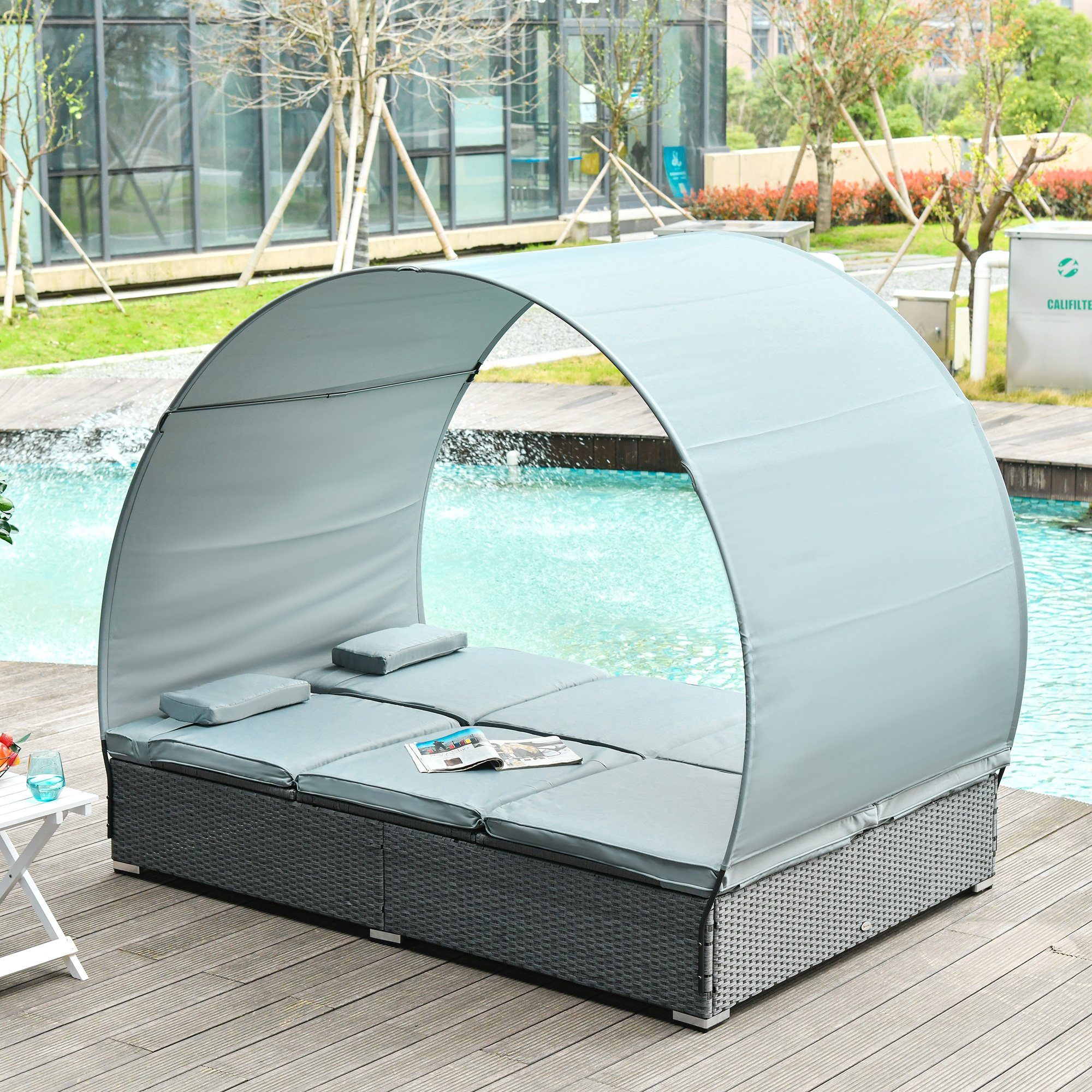 Outsunny Gartenliege Rattan Gartenliege für 2 günstig online kaufen
