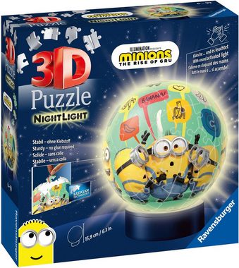Ravensburger Puzzleball »Nachtlicht Minions 2«, 72 Puzzleteile, mit Leuchtsockel inkl. LEDs; FSC® - schützt Wald - weltweit